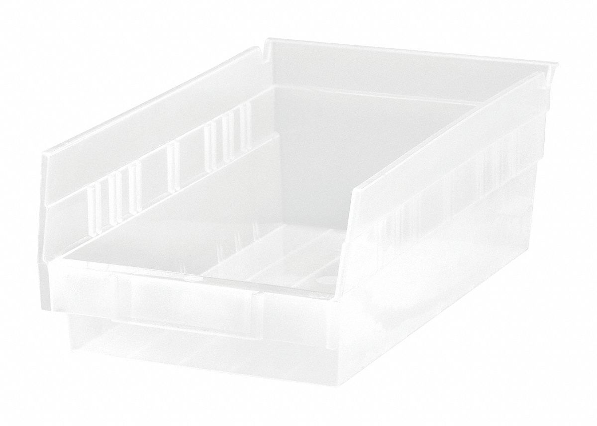 Shelf Bin Clear Polypropylene 4 in