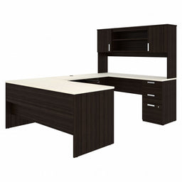 U-Shaped Desk 65.9 in H White Chocolate