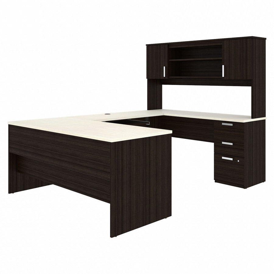 U-Shaped Desk 65.9 in H White Chocolate