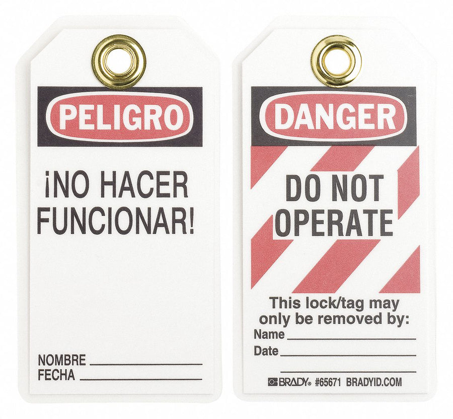 Danger Bilingual Tag 5-1/2 x 3 In PK25