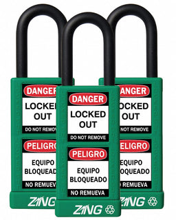 D7359 Lockout Padlock KA Green 3 H PK3