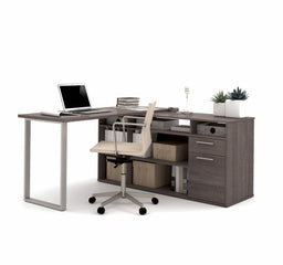 L-Shaped Desk 29.7 in H Bark Grey