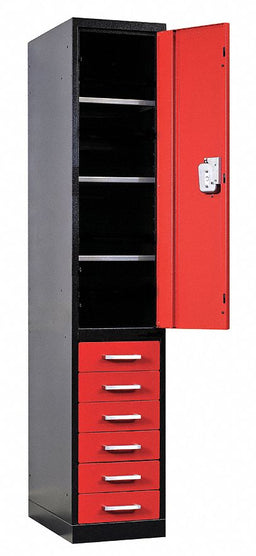 Wrdrb Lockr Solid 1 Wd 1 Tier Red/Black