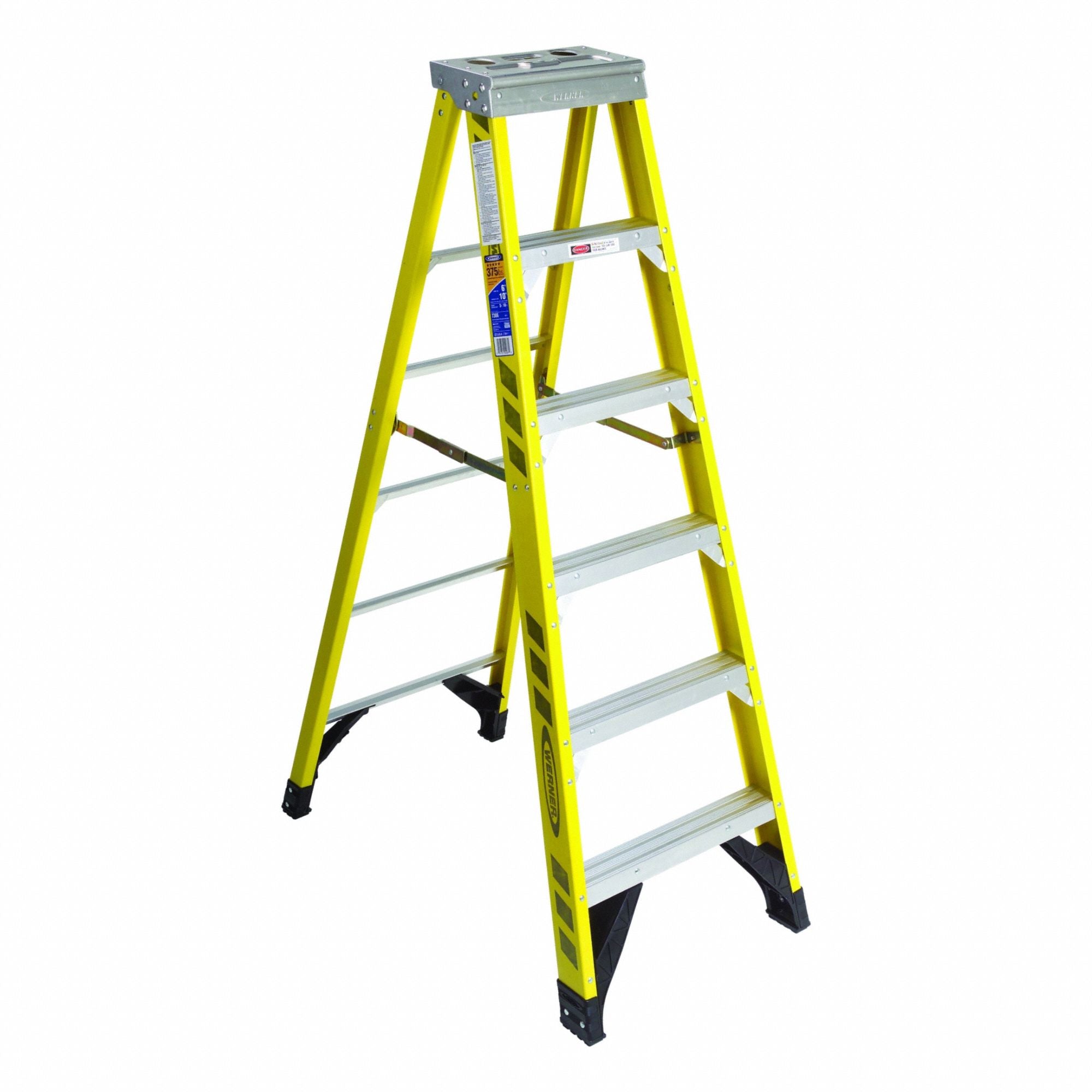 Stepladder Fiberglass 6 ft H 375 lb Cap
