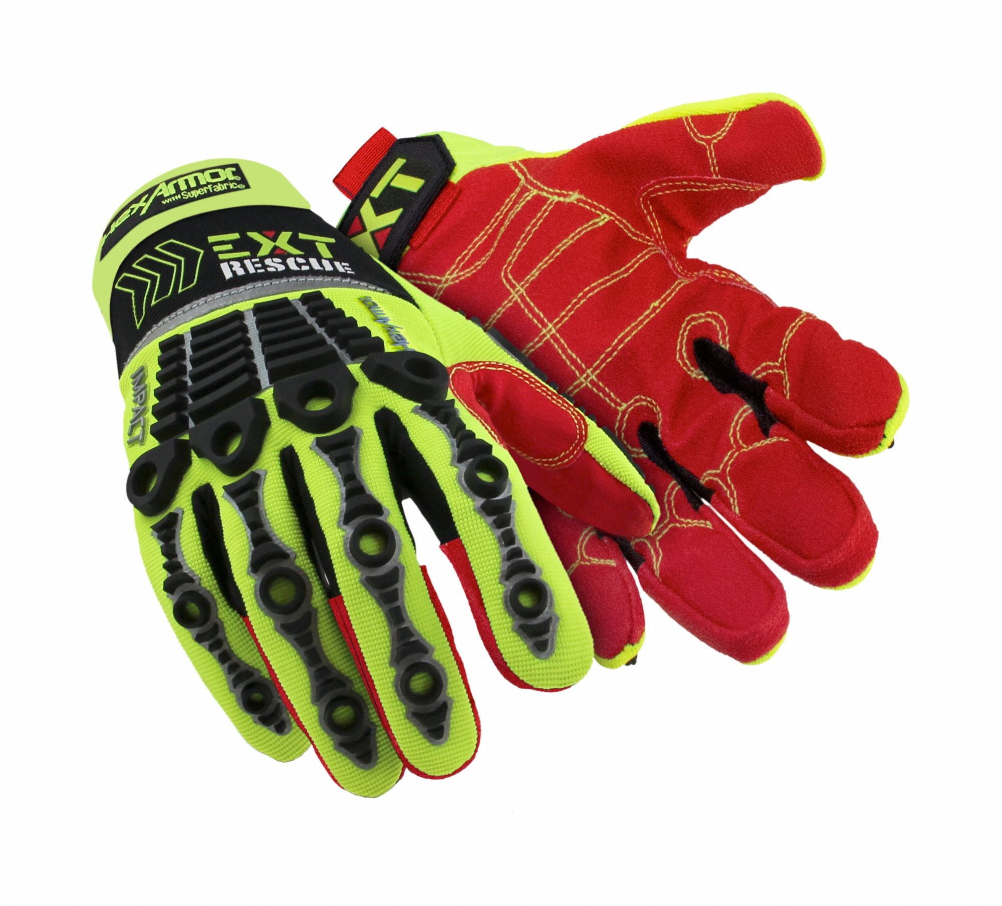 Safety Gloves Black/Hi-Vis Grn/Red L PR