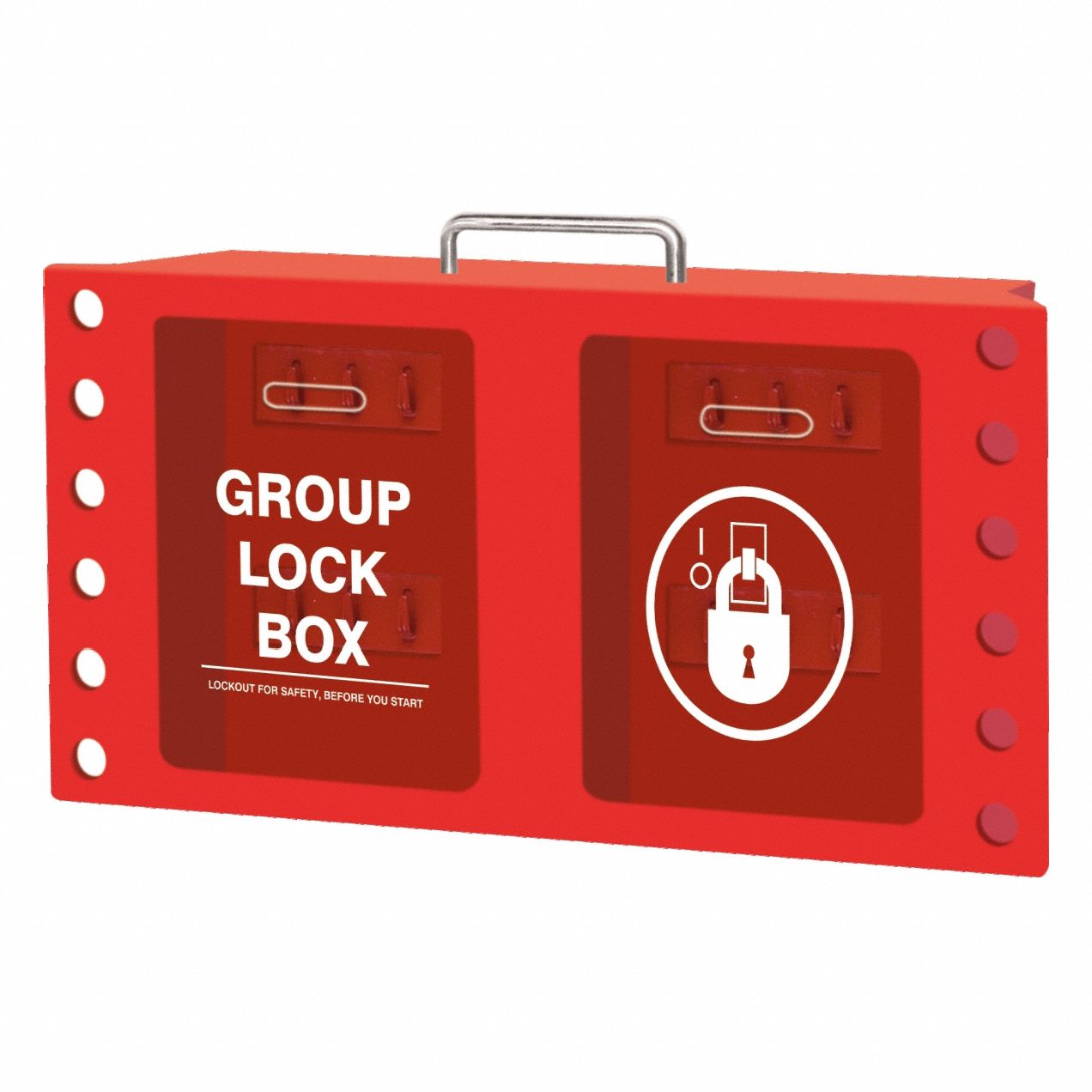 Group Lockout Box Red Steel 2 x12