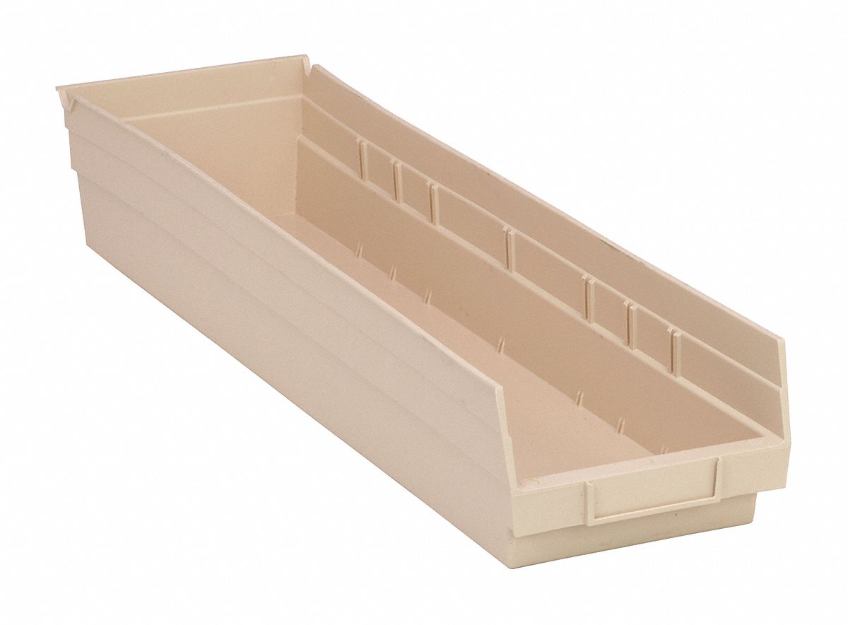 F0622 Shelf Bin Ivory Polypropylene 4 in