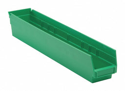 F0621 Shelf Bin Green Polypropylene 4 in
