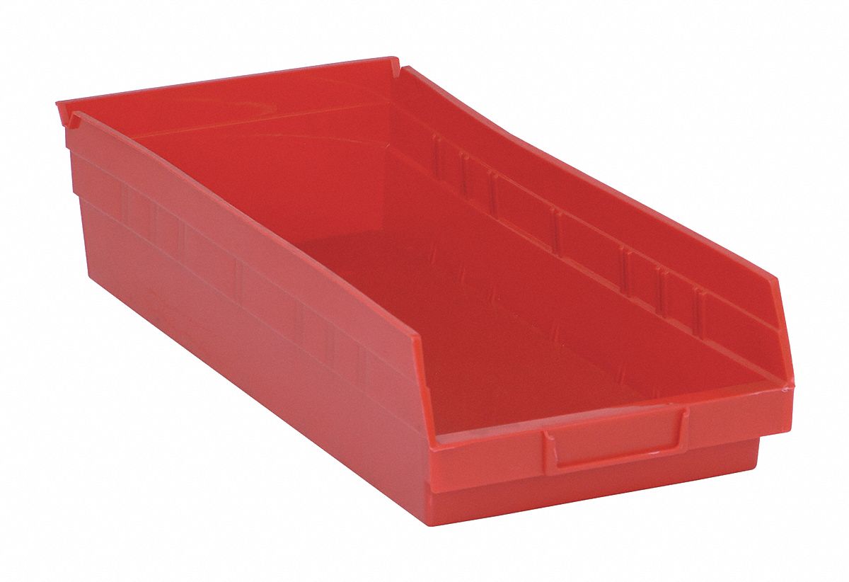 F0619 Shelf Bin Red Polypropylene 4 in