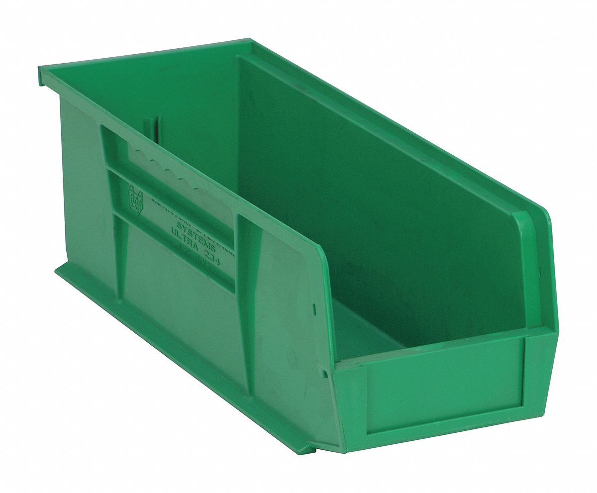 F0602 Hang and Stack Bin Green PP 5 in