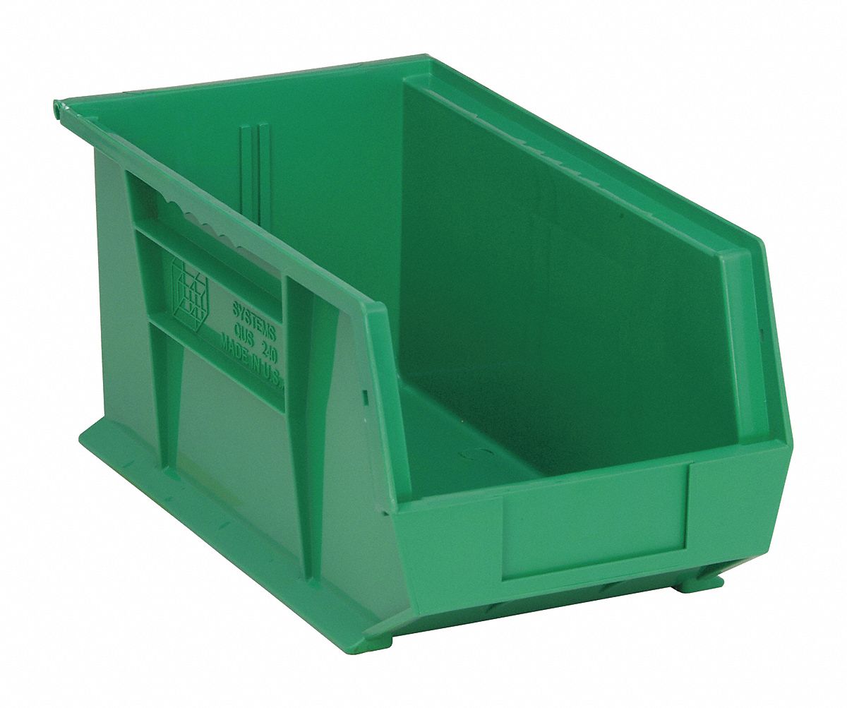 F0605 Hang and Stack Bin Green PP 7 in