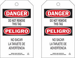 Danger Bilingual Tag 7in H 4in W PK10