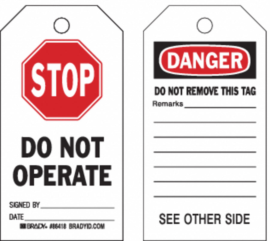 Danger Tag 7 x 4 In Bk and R/Wht PK100