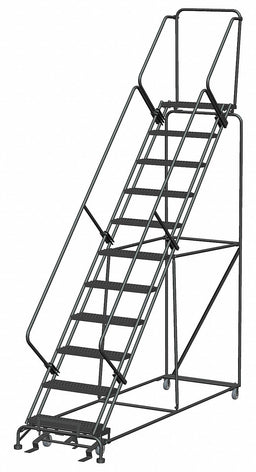 Safety Rolling Ladder Steel 110 In.H