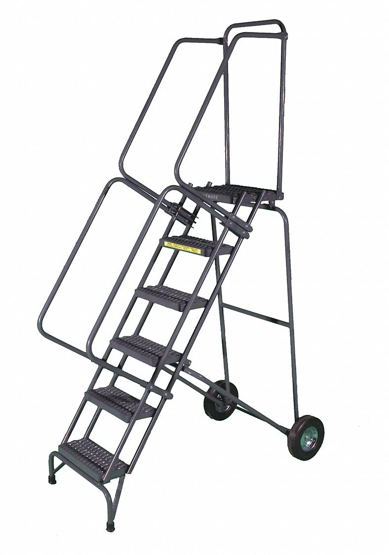 Folding Rolling Ladder Steel 100 In.H