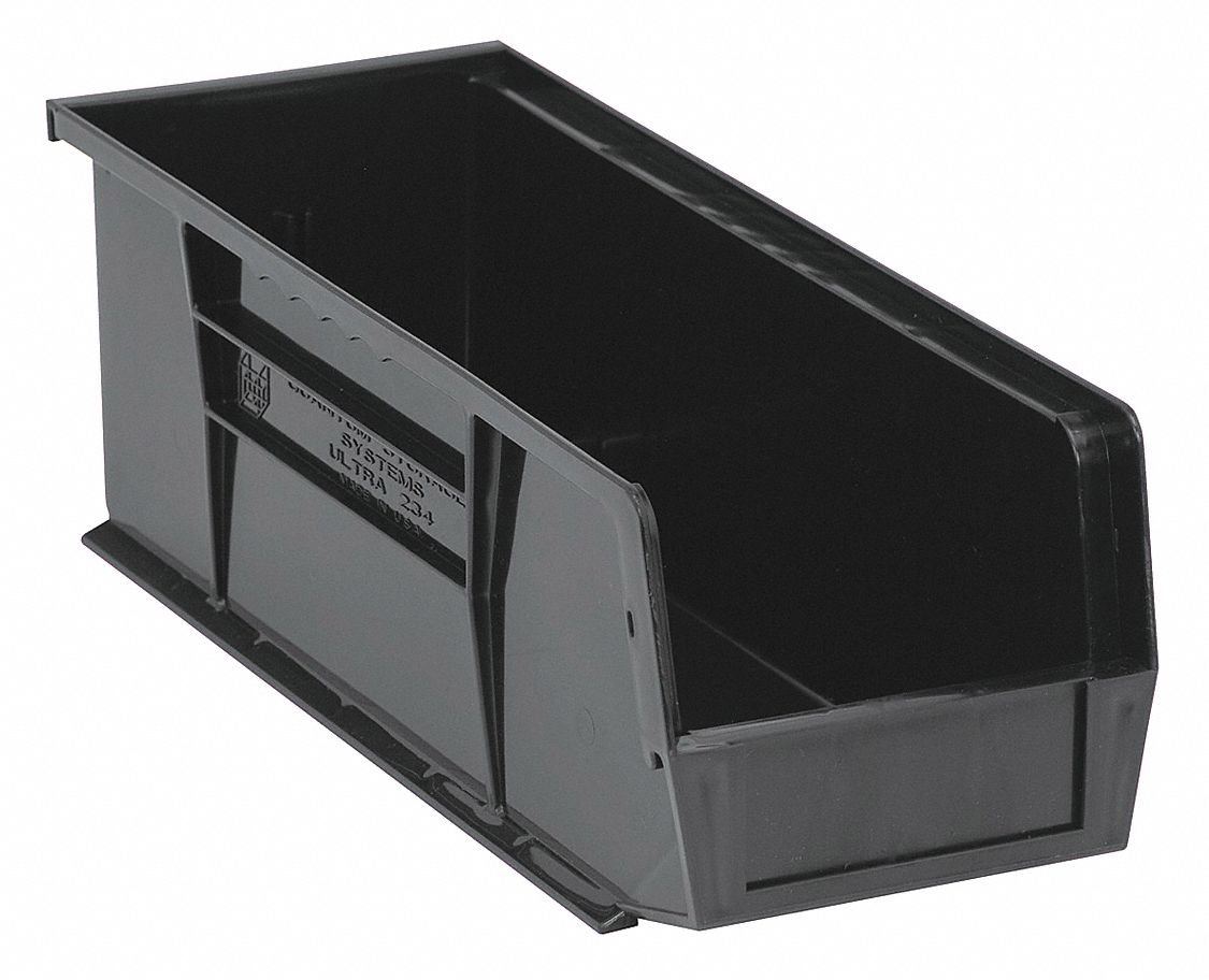 F0602 Hang and Stack Bin Black PP 5 in