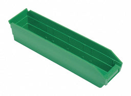F0617 Shelf Bin Green Polypropylene 4 in