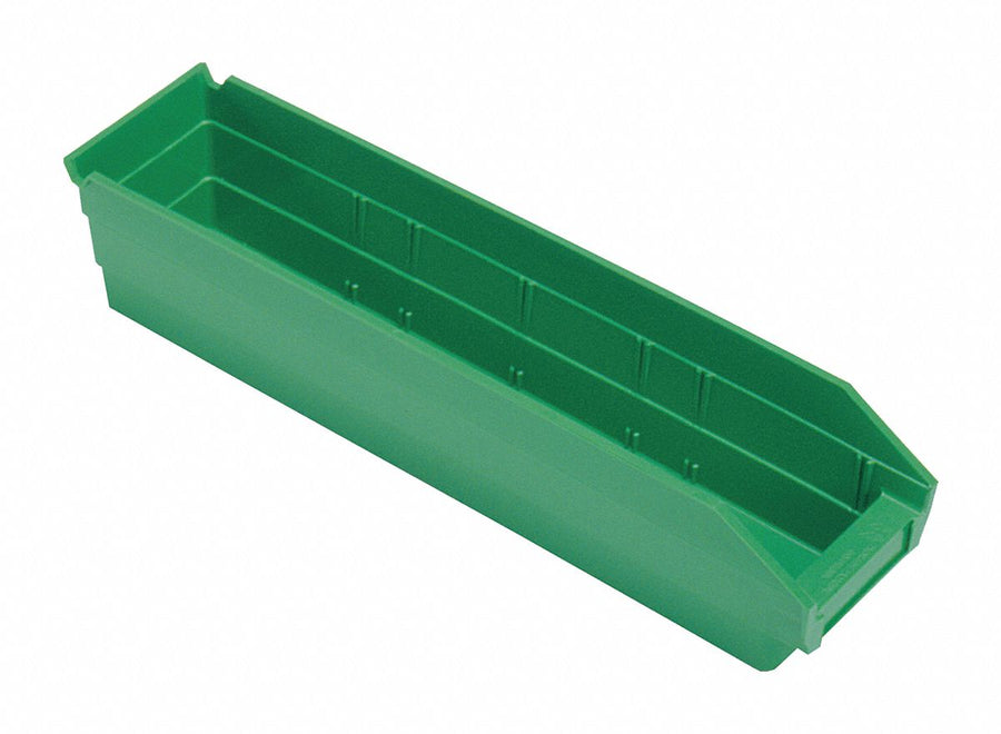 F0617 Shelf Bin Green Polypropylene 4 in