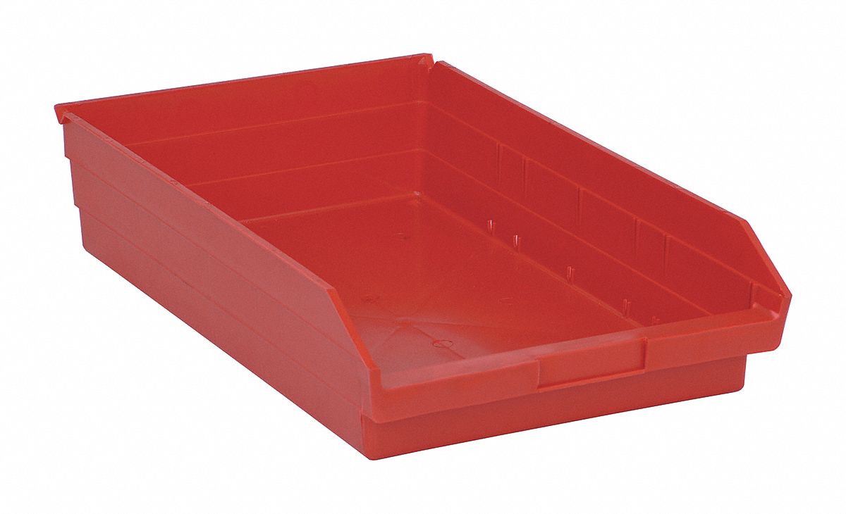 F0620 Shelf Bin Red Polypropylene 4 in