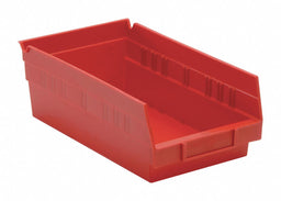 F0614 Shelf Bin Red Polypropylene 4 in