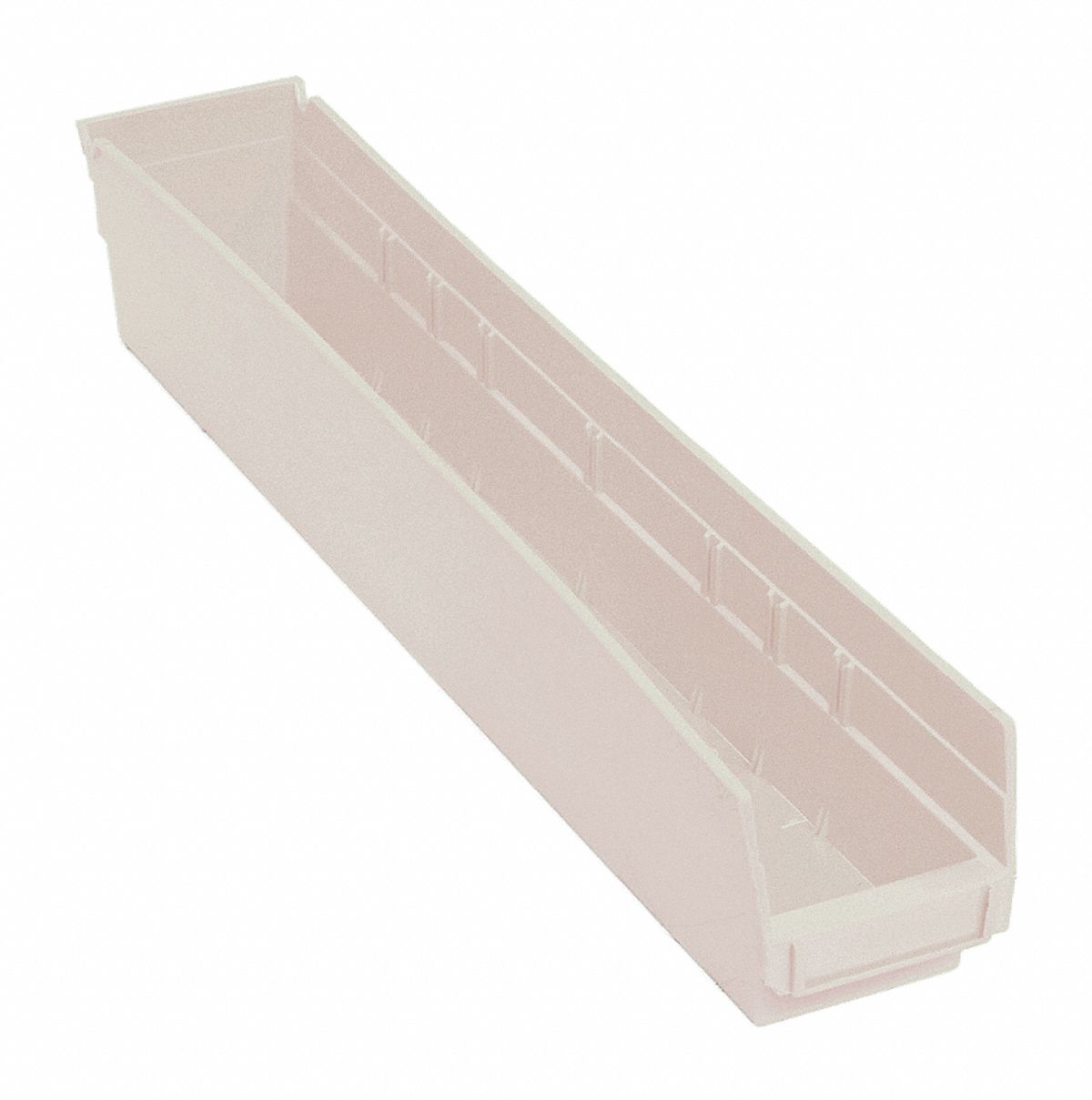 F0621 Shelf Bin Ivory Polypropylene 4 in