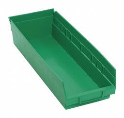 F0618 Shelf Bin Green Polypropylene 4 in