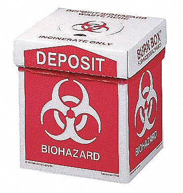 Biohazard Burn Box 12 in H 8 in W PK6