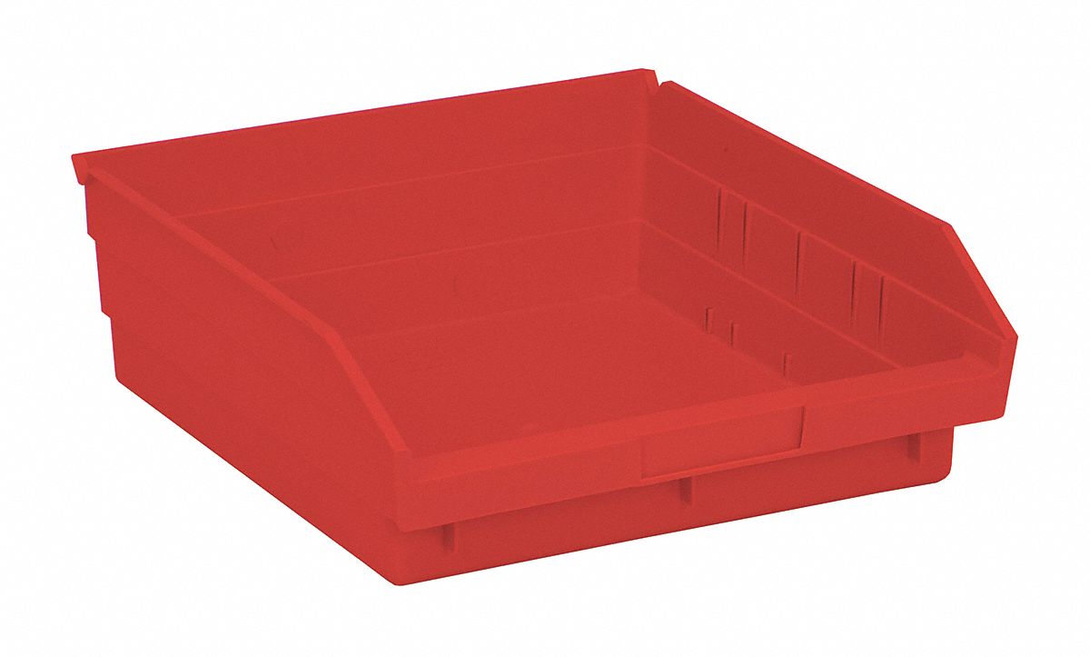 F0616 Shelf Bin Red Polypropylene 4 in