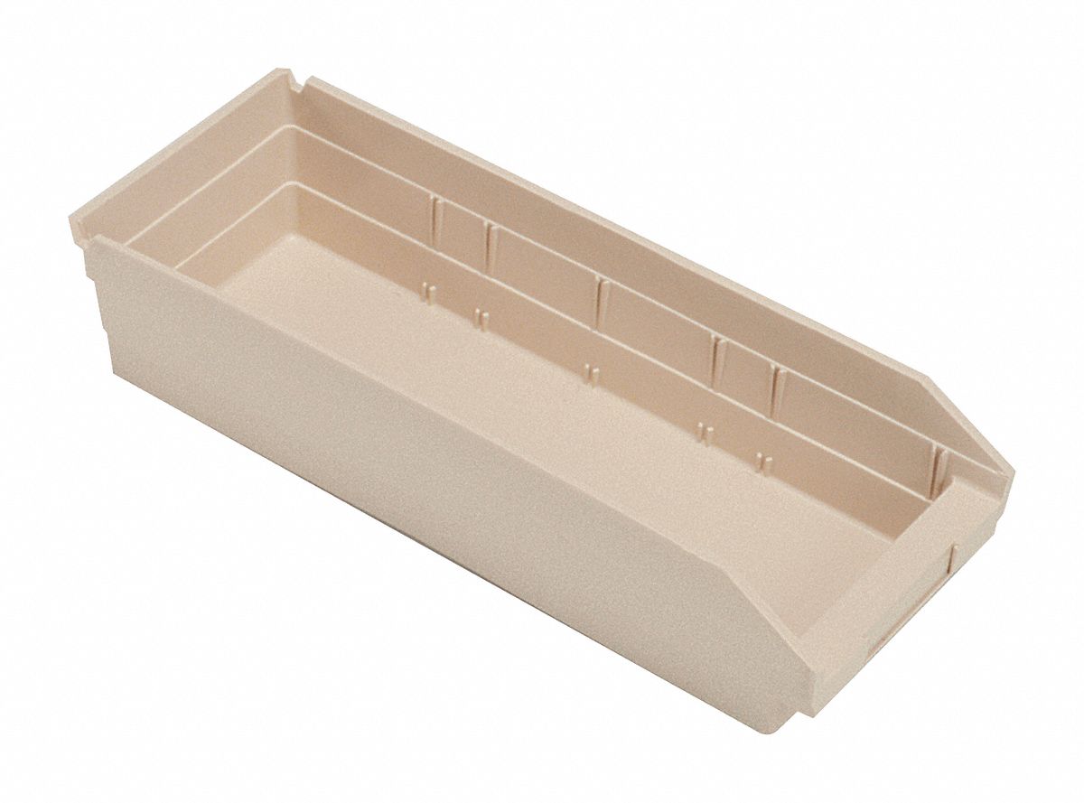 F0618 Shelf Bin Ivory Polypropylene 4 in