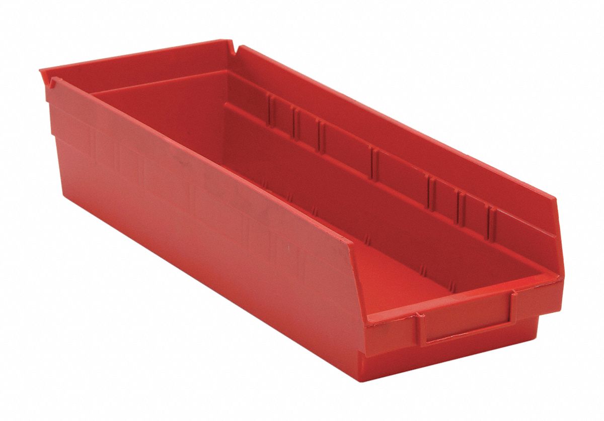 F0618 Shelf Bin Red Polypropylene 4 in