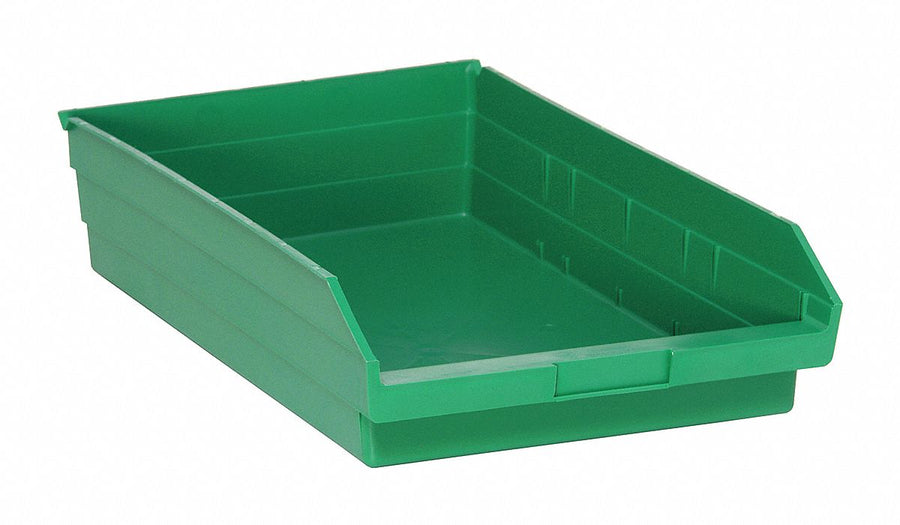 F0620 Shelf Bin Green Polypropylene 4 in