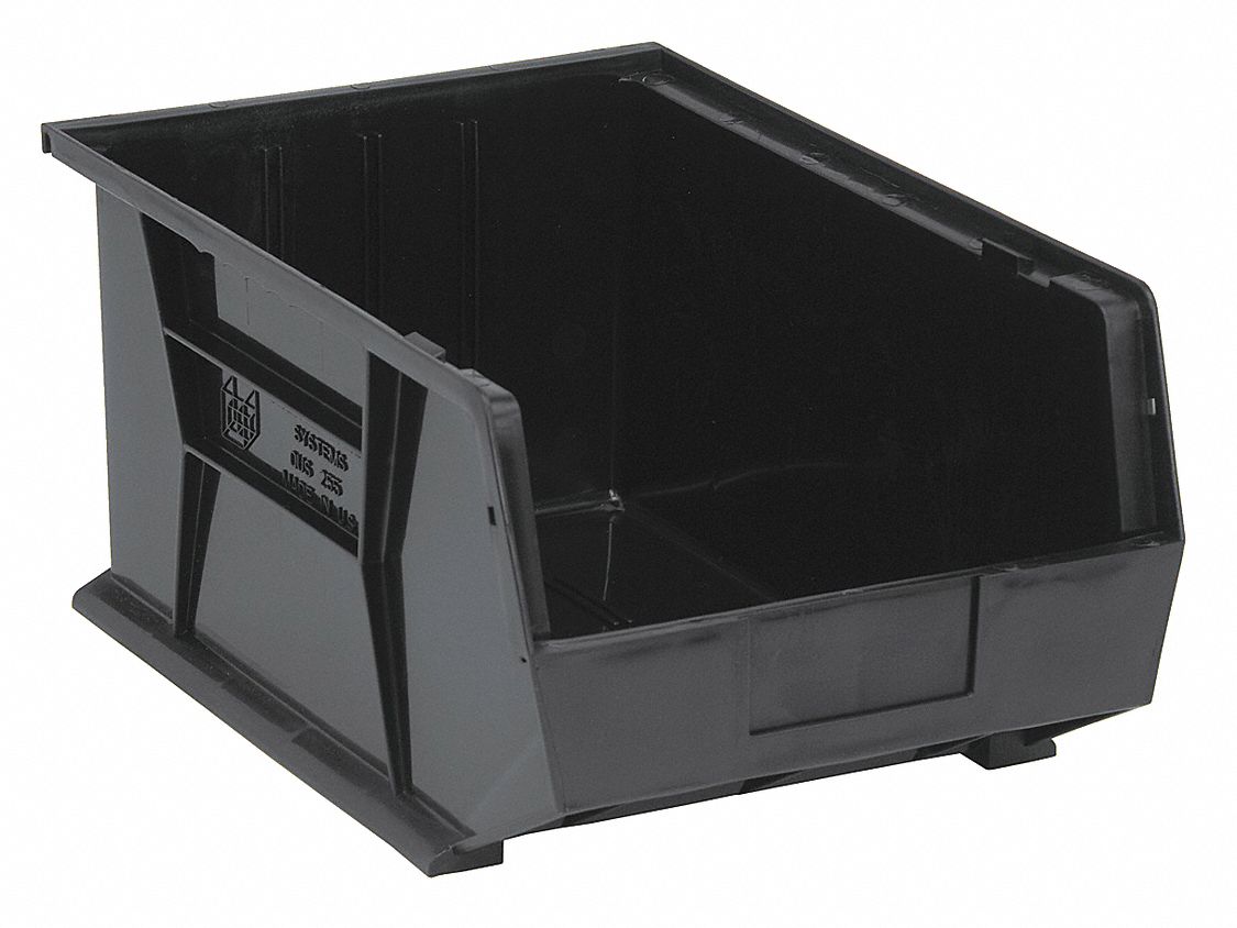 F0608 Hang and Stack Bin Black PP 8 in