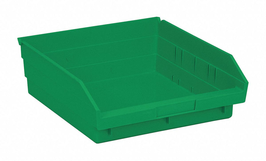 F0616 Shelf Bin Green Polypropylene 4 in