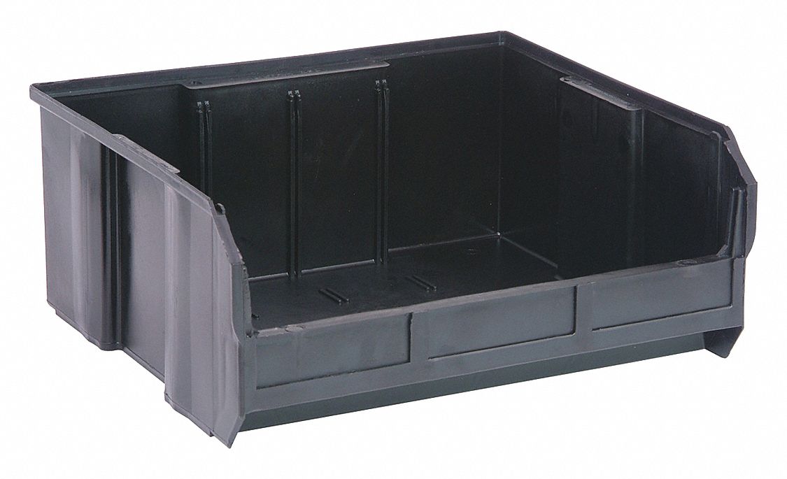 F0607 Hang and Stack Bin Black PP 7 in