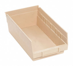 F0614 Shelf Bin Ivory Polypropylene 4 in