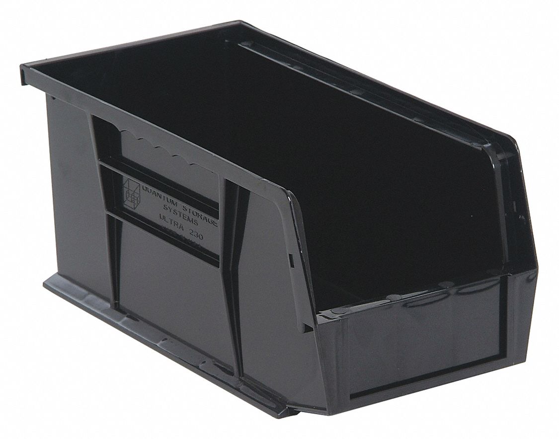 F0600 Hang and Stack Bin Black PP 5 in