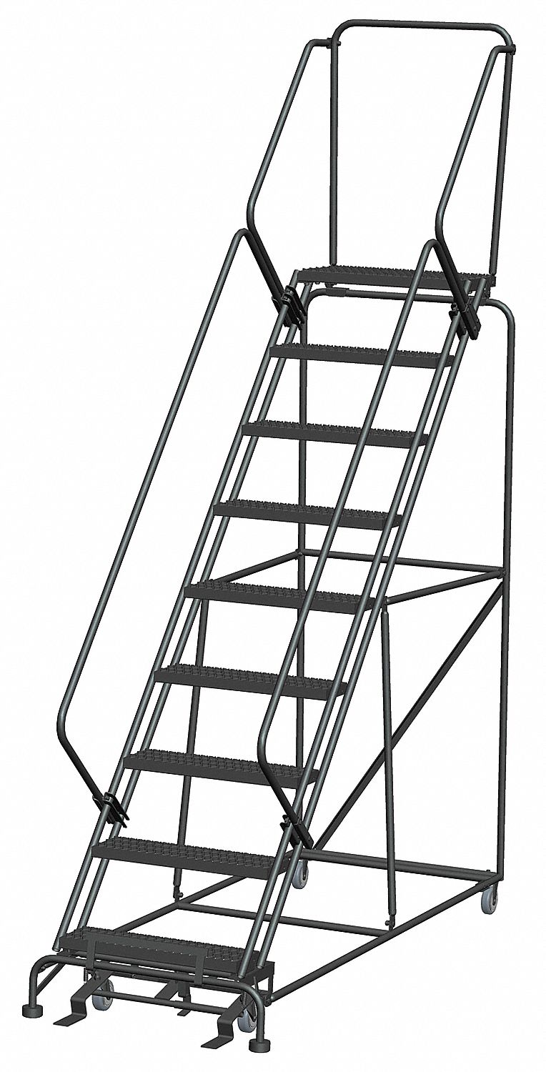 Safety Rolling Ladder Steel 90 In.H