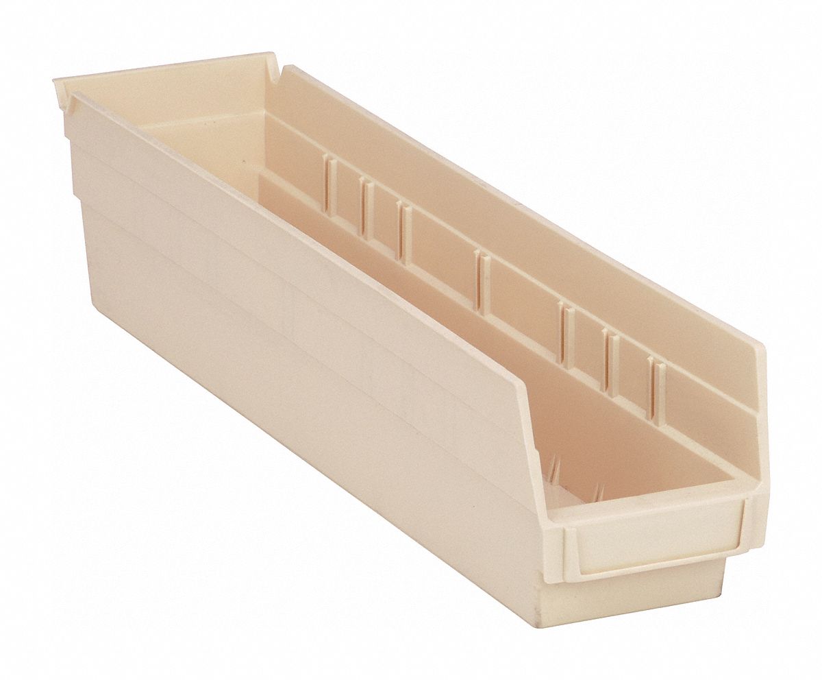 F0617 Shelf Bin Ivory Polypropylene 4 in