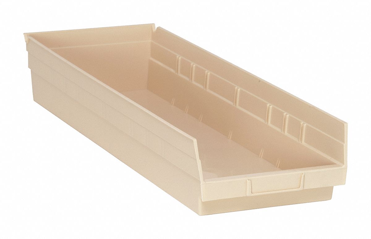 F0623 Shelf Bin Ivory Polypropylene 4 in