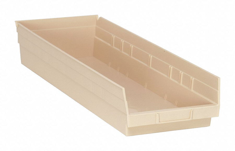 F0623 Shelf Bin Ivory Polypropylene 4 in