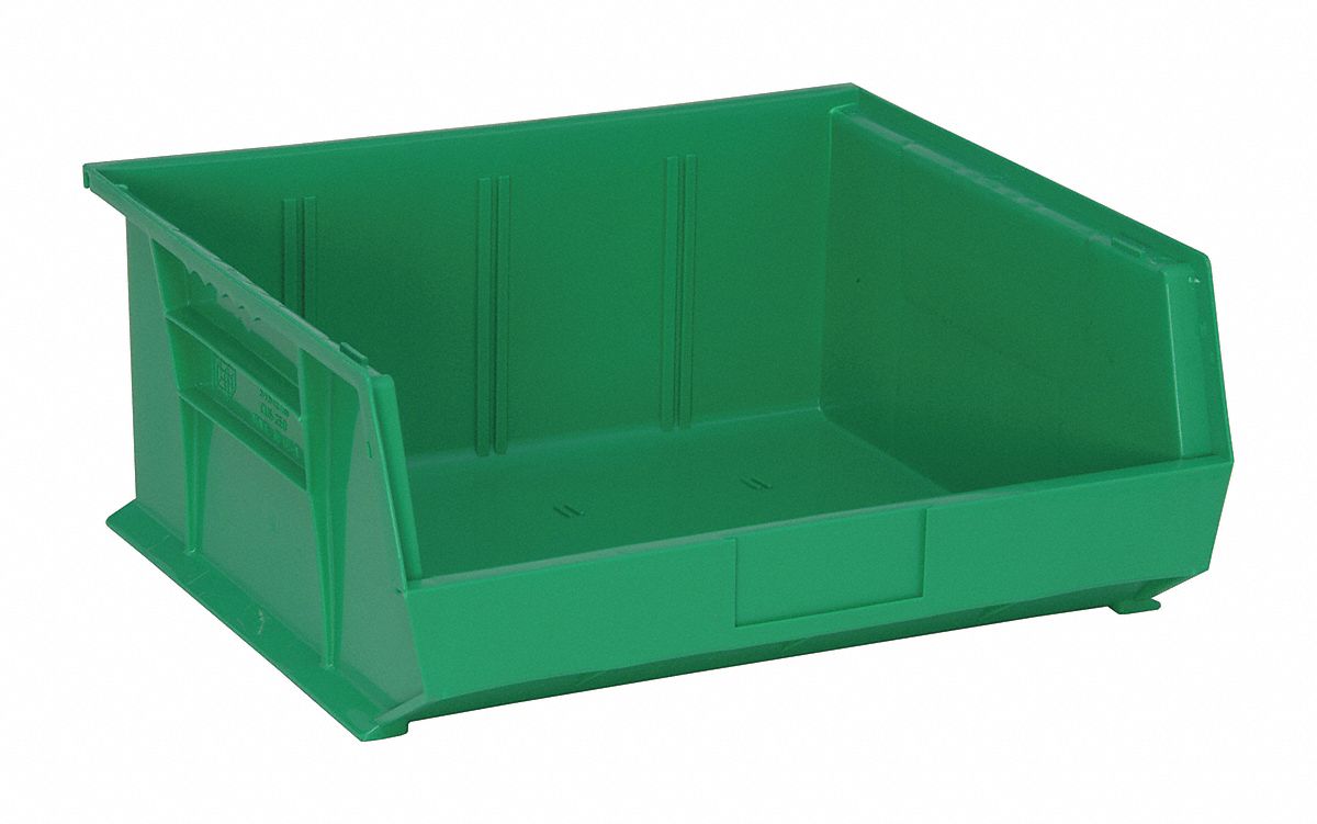 F0607 Hang and Stack Bin Green PP 7 in