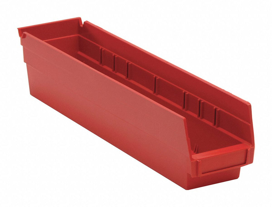 F0617 Shelf Bin Red Polypropylene 4 in