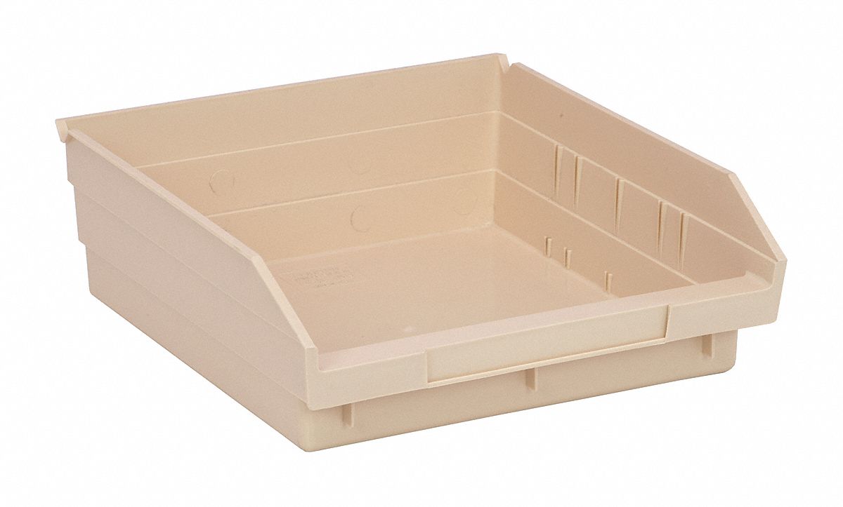 F0616 Shelf Bin Ivory Polypropylene 4 in