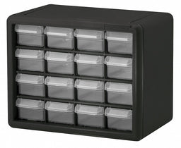 Bin Cab 16ClearDrwr Blk 8.5 H ClearDrwr