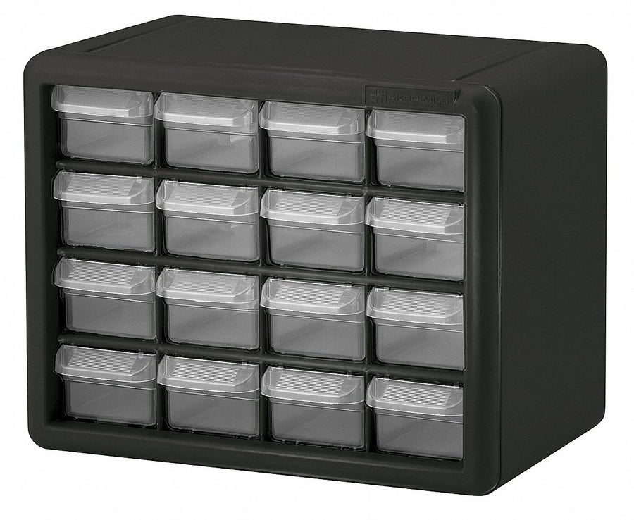 Bin Cab 16ClearDrwr Blk 8.5 H ClearDrwr