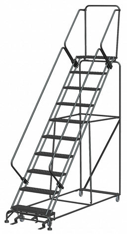 Safety Rolling Ladder Steel 100 In.H