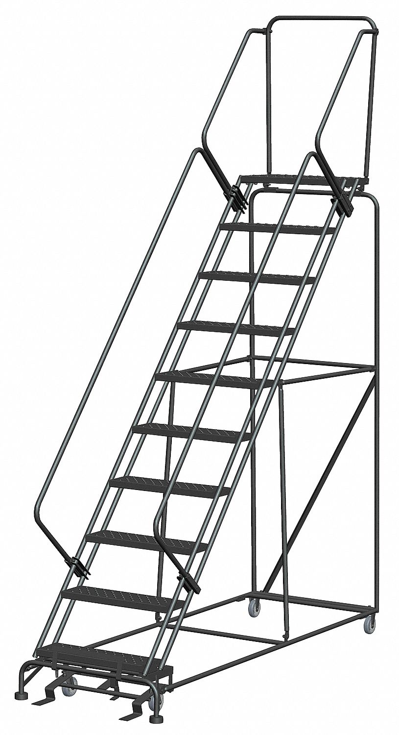 Safety Rolling Ladder Steel 100 In.H
