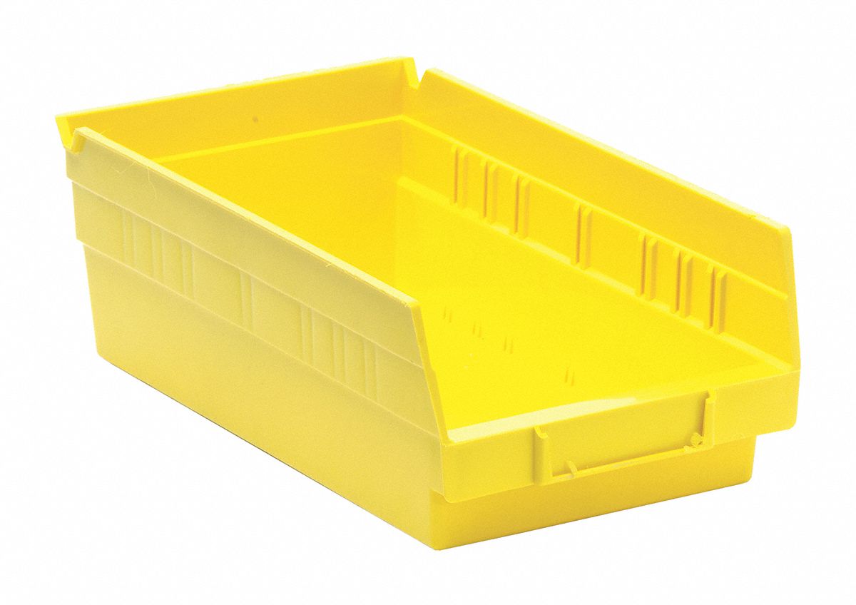 F0614 Shelf Bin Yellow Polypropylene 4 in