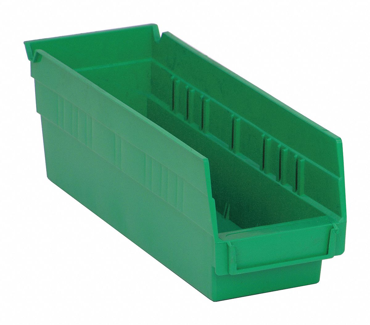 F0613 Shelf Bin Green Polypropylene 4 in