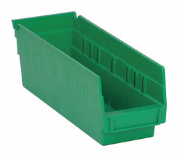 F0613 Shelf Bin Green Polypropylene 4 in